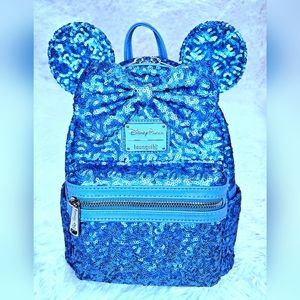 Loungefly Disney Parks Blue Hydrangea mini Backpack